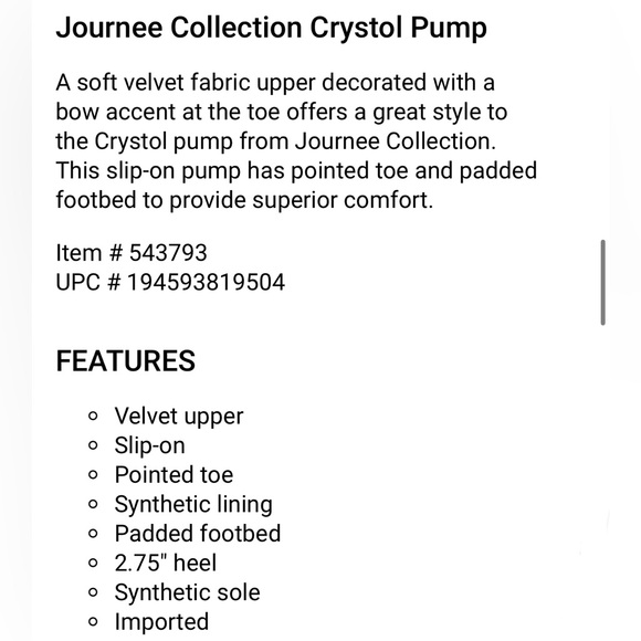 Brown velvet Journee Collection Crystol pumps. Size 7.5M. - Picture 6 of 6